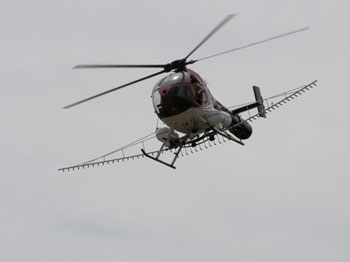 Helicopter with spray rig