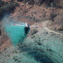 Plane spraying hydroseed